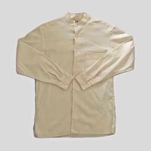 Uniqlo Butter Yellow Linen Cotton Long Sleeve Modern Mens Shirt NWOT - S